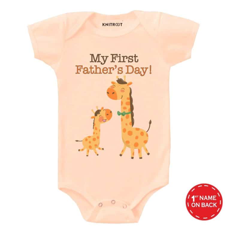 my first father's day giraffe design pitch romper