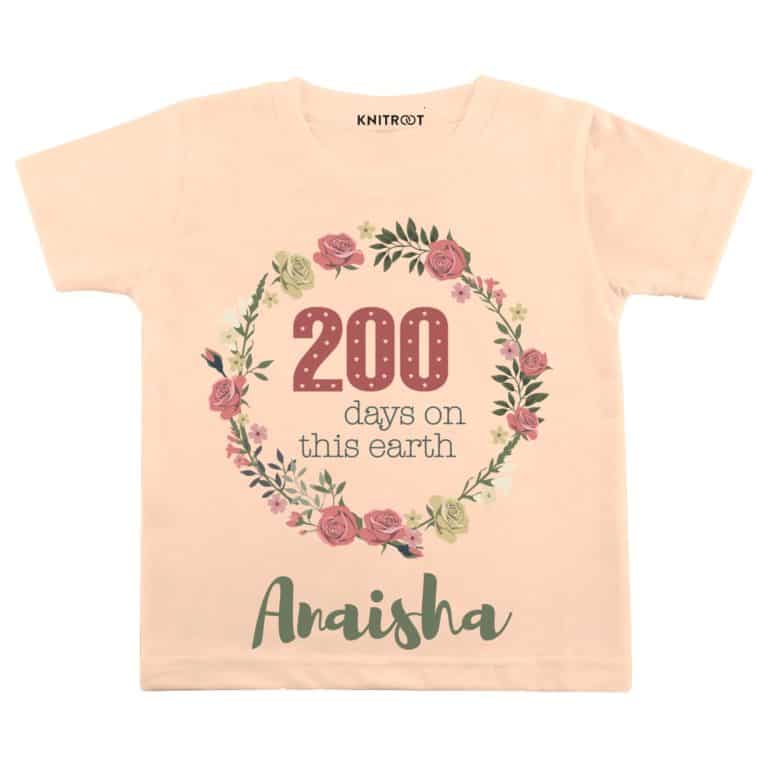 200 days on this earth baby peach t-shits customize