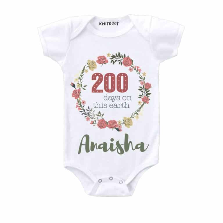 200 days on this earth baby romper white onesie customize