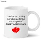 Happy Anniversary Printed Coffee Mug White Ceramic Mug for Friend, Gift for Wife, Husband
