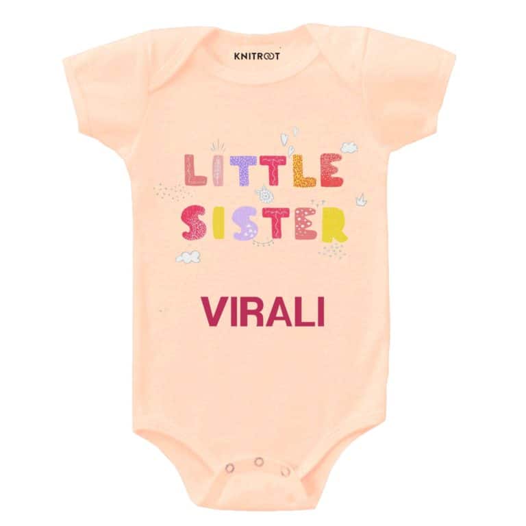 Little Sister peach color baby romper customize onesie