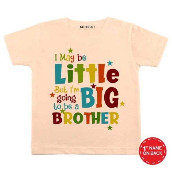 Little-big-brother-peach-color-customize-T-shirts-For-Kids