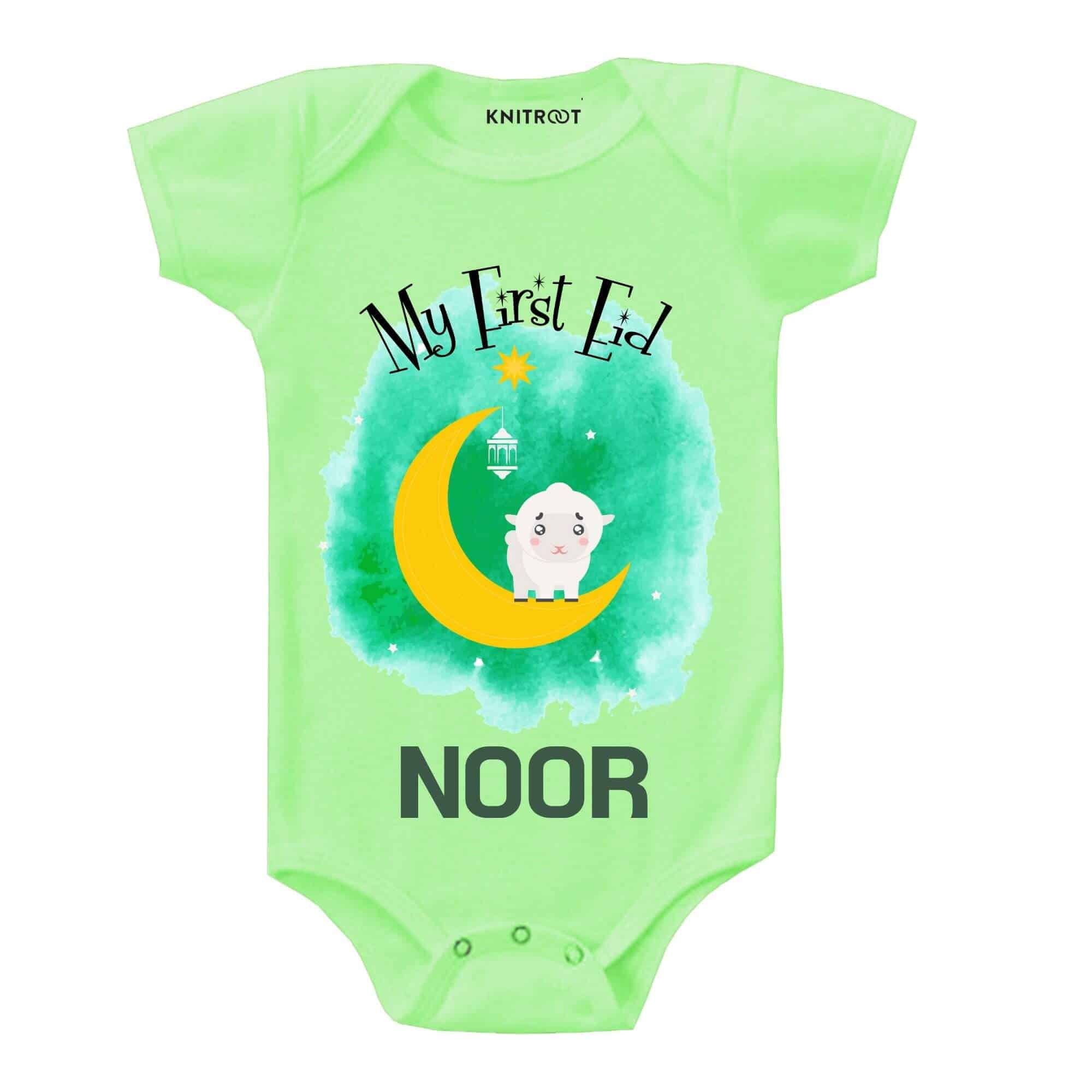 My first eid newborn baby onesies in green color