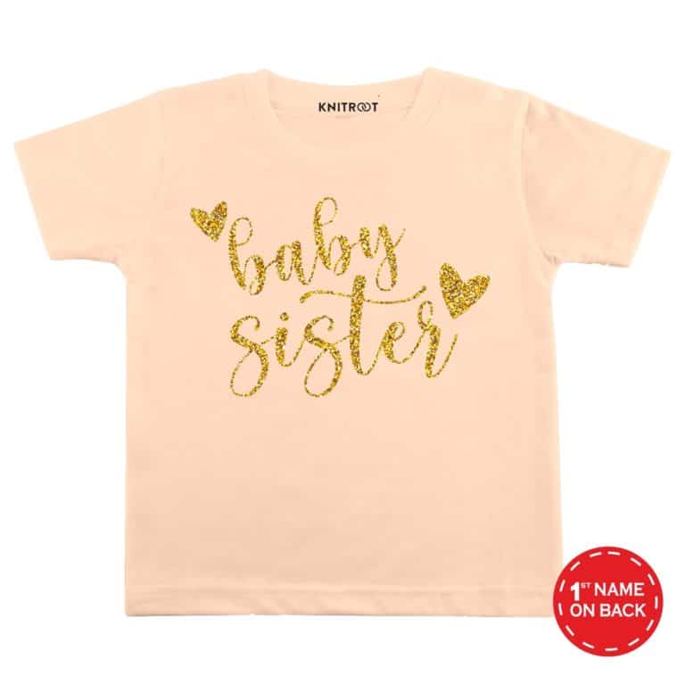 baby-Sister-peach-color-customize-T-shirts-For-Kids