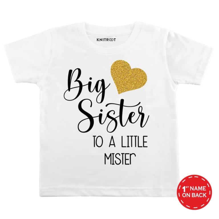 big-Sister-little-mess-white-color-customize-T-shirts-For-Kids