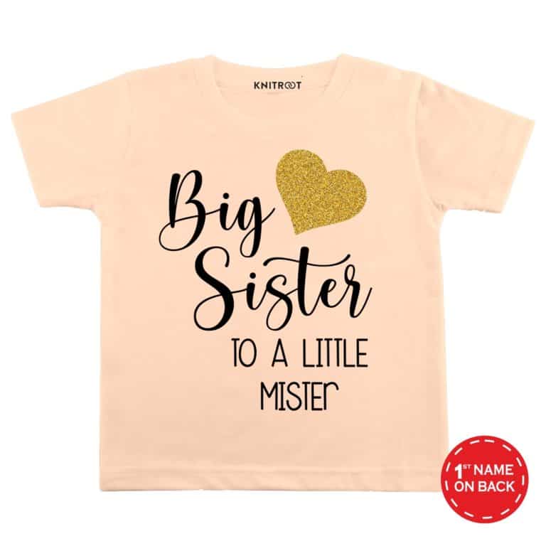 big-Sister-peach-color-customize-T-shirts-For-Kids