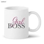Girl Boss Printed Coffee Mug White Ceramic Mug for Friend, Gift for Wife, Husband