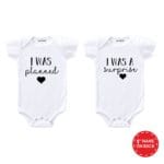 Planned & Surprise Twins Special white color baby romper