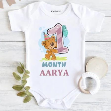 1 Month Baby Birthday Wishes Printed Outfit