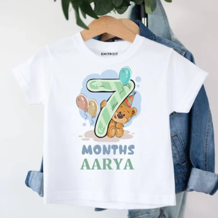 7 Month Teddy Design Baby Outfit