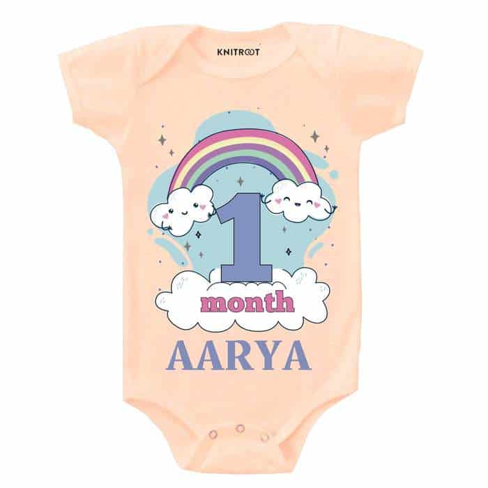 1 Month Rainbow Theme Onesie (Peach)