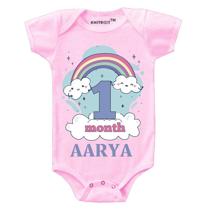 1 Month Rainbow Theme Onesie (Pink)
