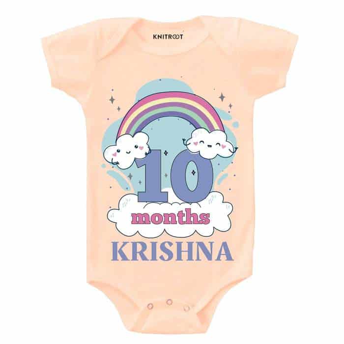 10 Month Rainbow Theme Onesie (Peach)