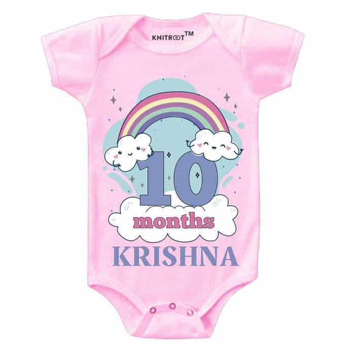 10 Month Rainbow Theme Onesie (Pink)