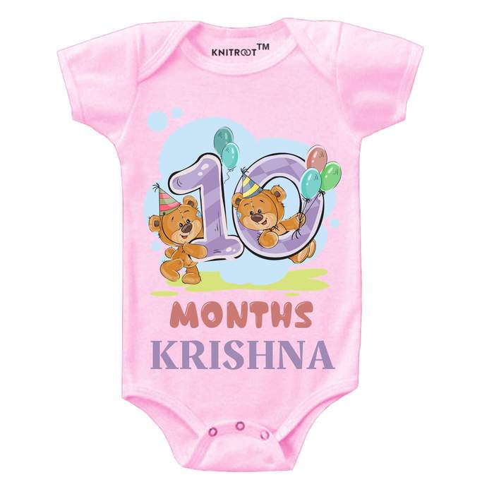 10 Month Teddy Theme Onesie (Pink)