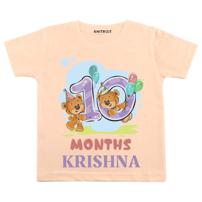 10 Month Teddy Theme Tees (Peach)