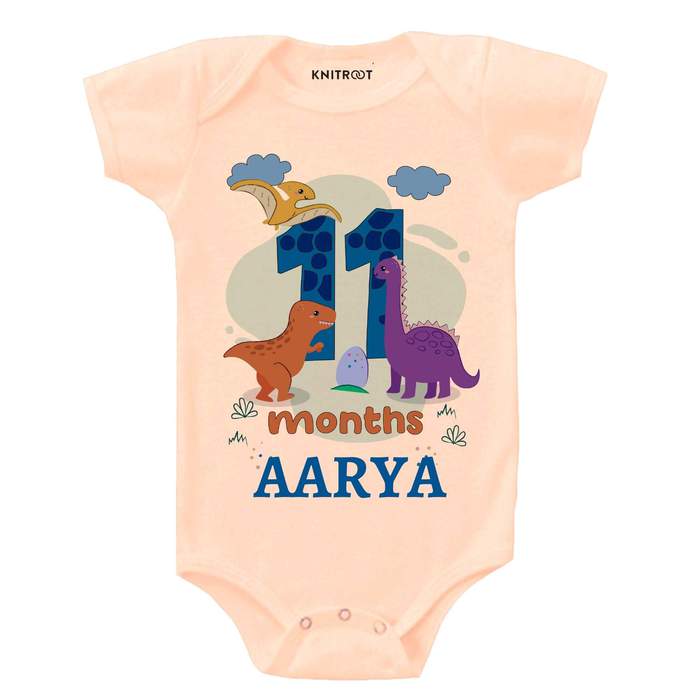11 Month DINO Theme Onesies (Peach)