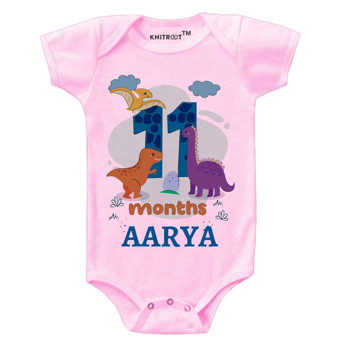 11 Month DINO Theme Onesies (Pink)