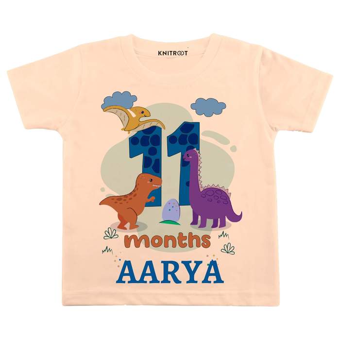 11 Month DINO Theme TEES (Peach)