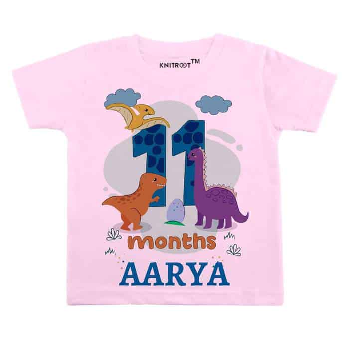 11 Month DINO Theme TEES (Pink)