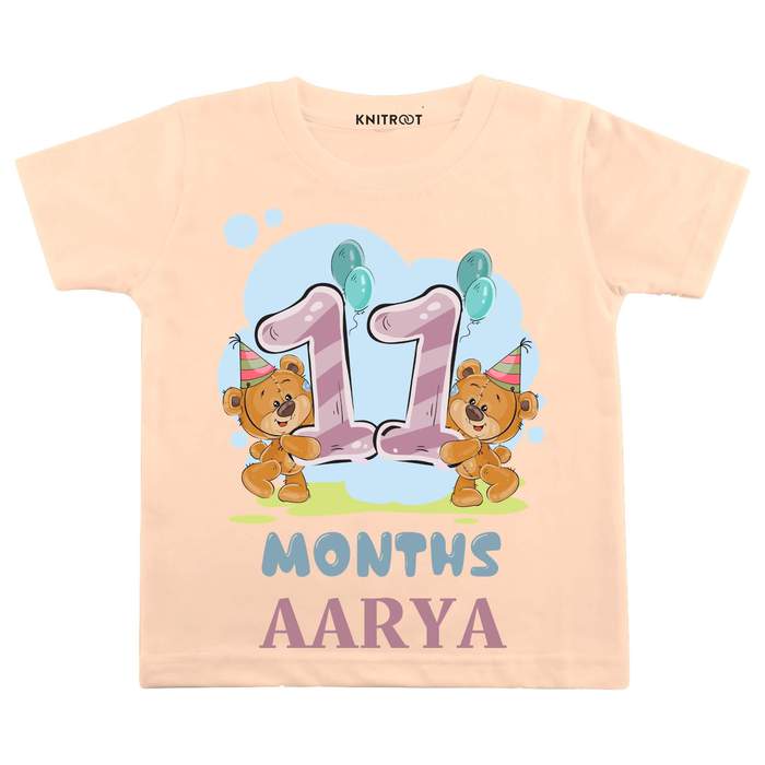 11 Month Teddy Theme Tees (Peach)
