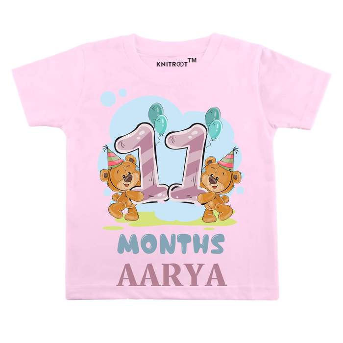 11 Month Teddy Theme Tees (Pink)