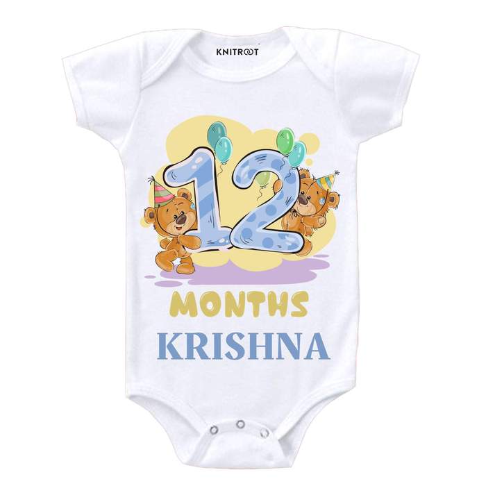 12 Month Teddy Theme Onesie
