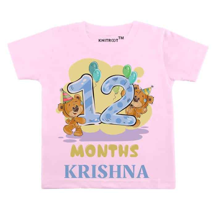 12 Month Teddy Theme Tees (Pink)