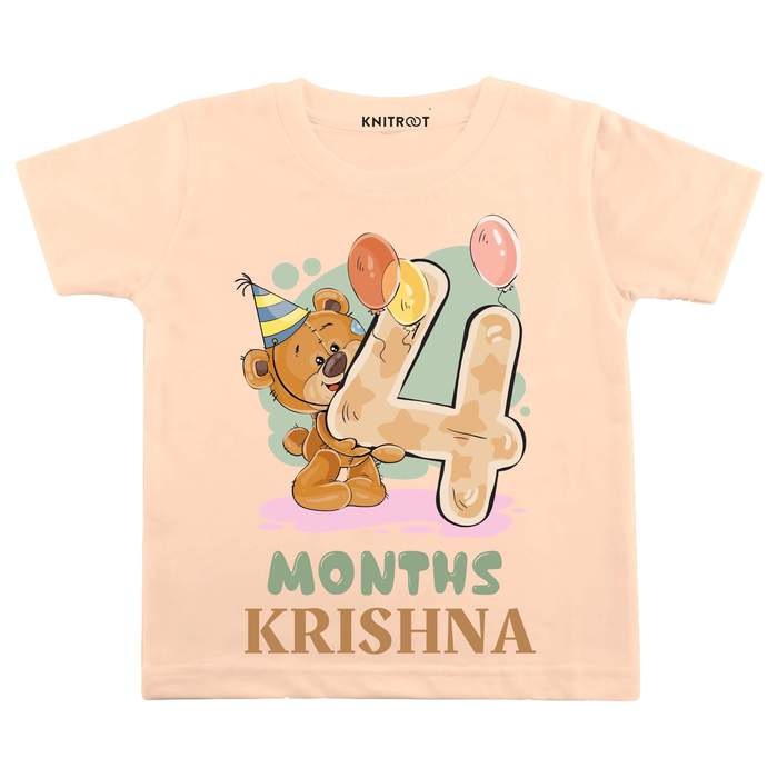 4 Month Teddy Theme Tees (Peach)