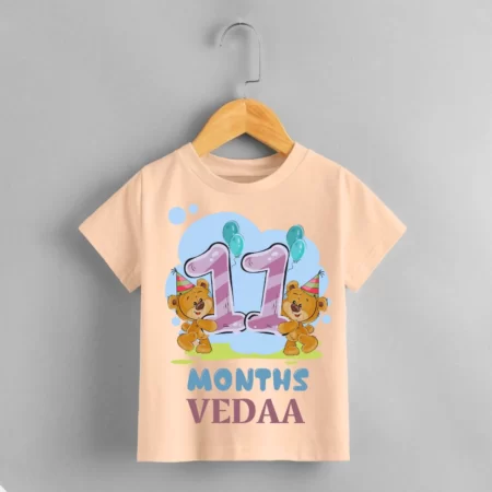 11 Month Teddy Print Baby Outfit
