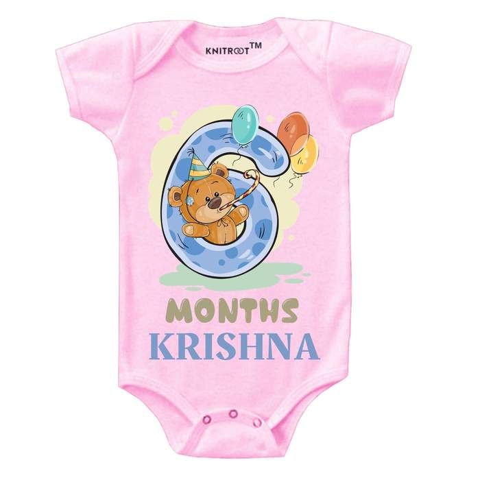 6 Month Teddy Theme Onesie (Pink)