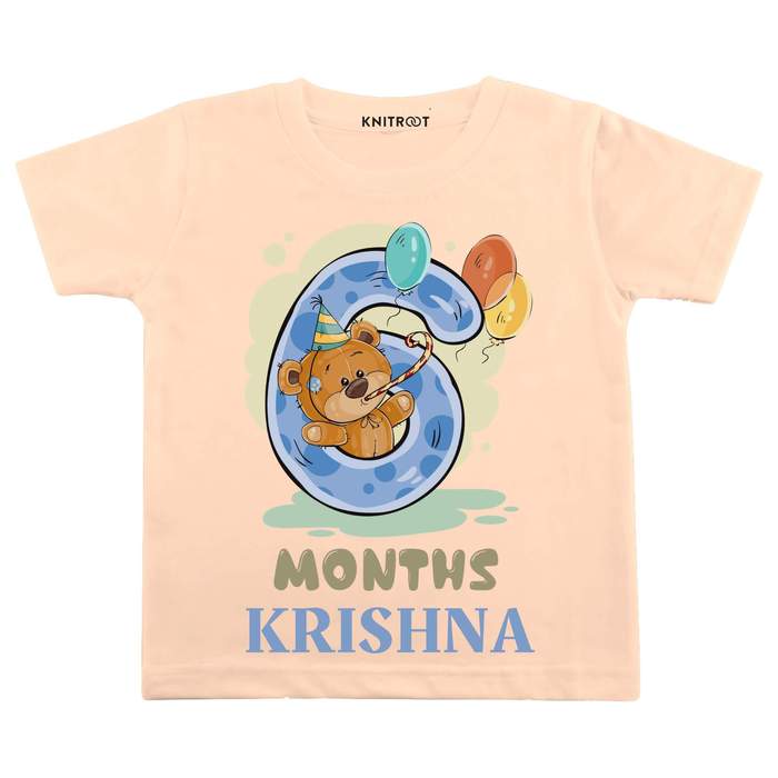 6 Month Teddy Theme Tees (Peach)
