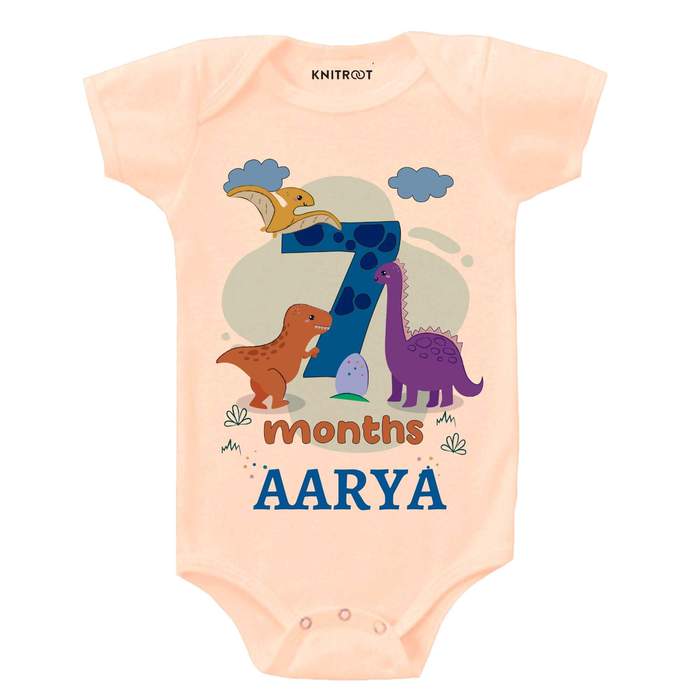 7 Month DINO Theme Onesies (Peach)
