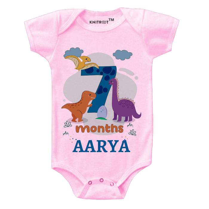 7 Month DINO Theme Onesies (Pink)