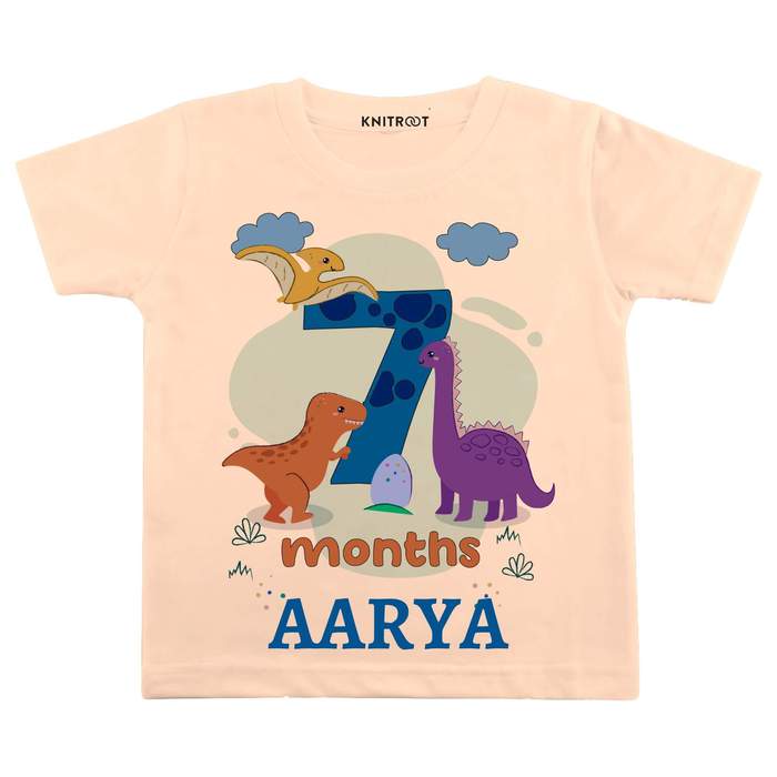 7 Month DINO Theme TEES (Peach)