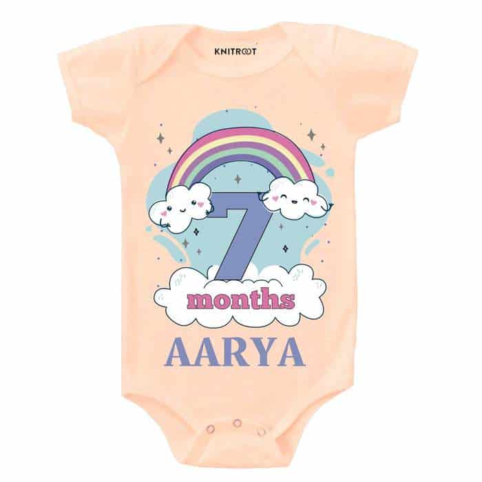 7 Month Rainbow Theme Onesie (Peach)