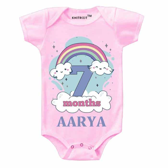 7 Month Rainbow Theme Onesie (Pink)