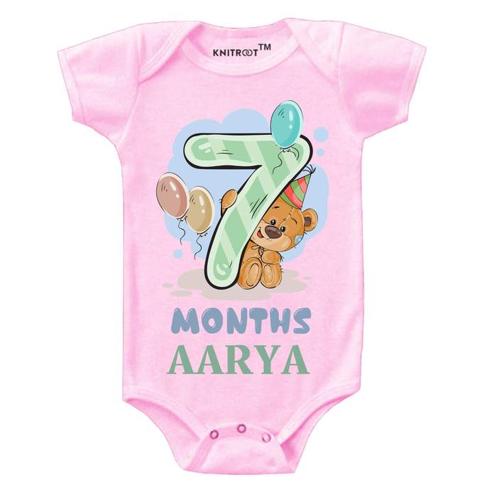 7 Month Teddy Theme Onesie (Pink)