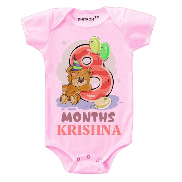 8 Month Teddy Theme Onesie (Pink)