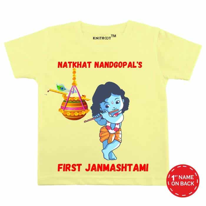 first janmashtami baby tees customized yellow color