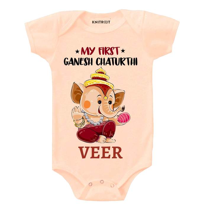 lord ganesha fancy dress in peach color