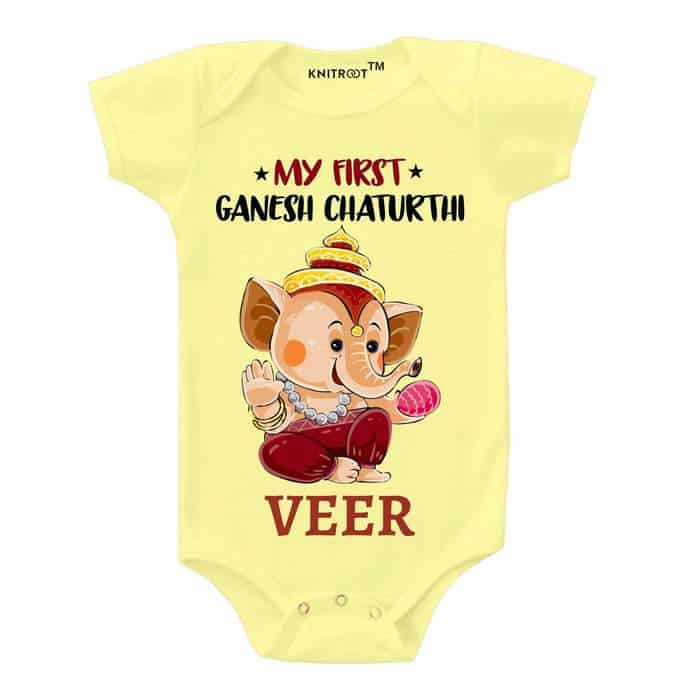 lord ganesha fancy dress in yellow color
