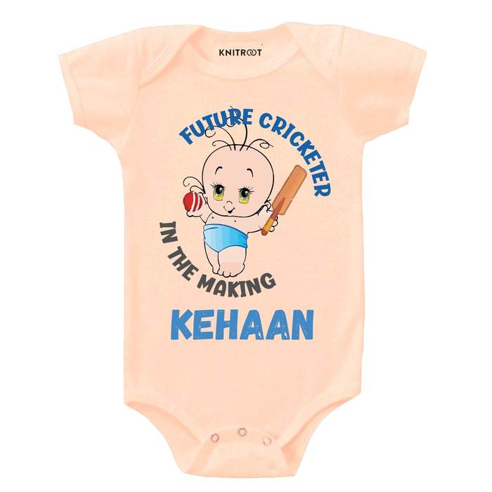 Future Cricketer In the Making Onesie (Peach)