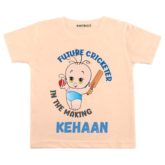 Future Cricketer In the Making Tshirt (Peach)