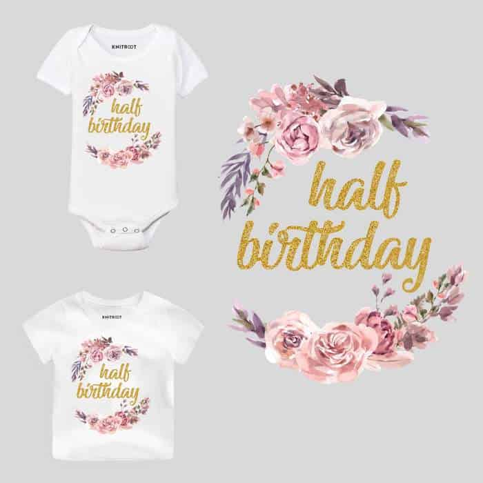Half Birthday Flower Baby Wear