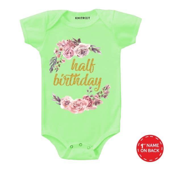 Half Birthday Flower Onesie (Green)