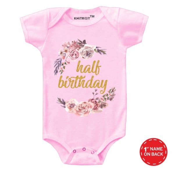 Half Birthday Flower Onesie (Pink)