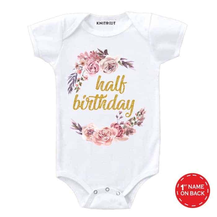 Half Birthday Flower Onesie