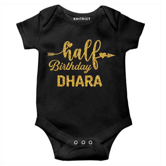 Half Birthday Glitter Theme Onesie (Black)