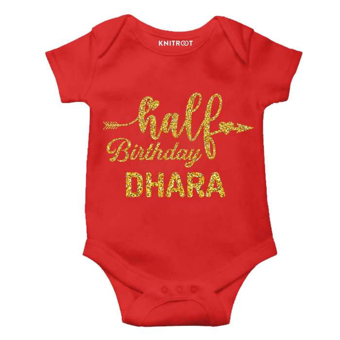 Half Birthday Glitter Theme Onesie (Red)